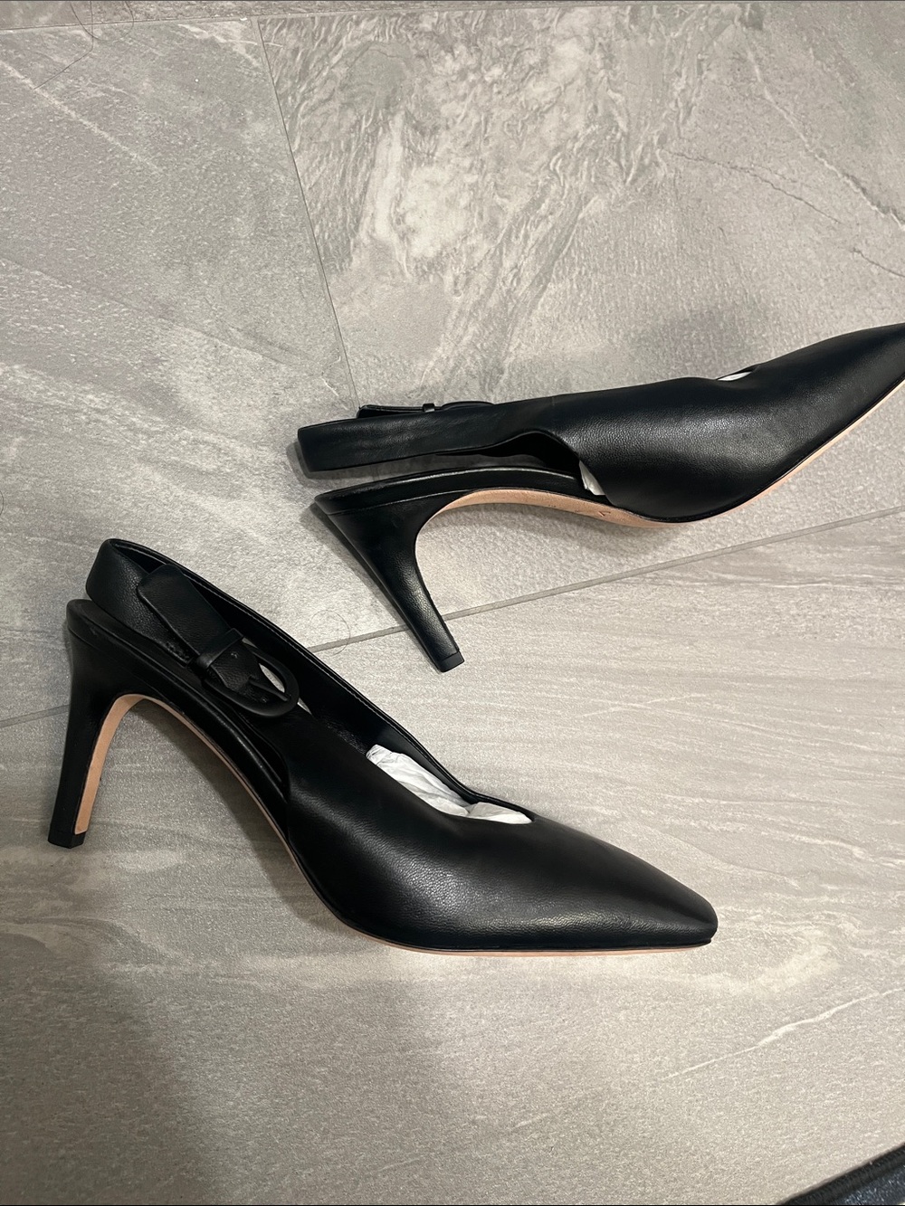 Vince Black Leather Square-Toe Slingback Mules - Picture 7 of 7